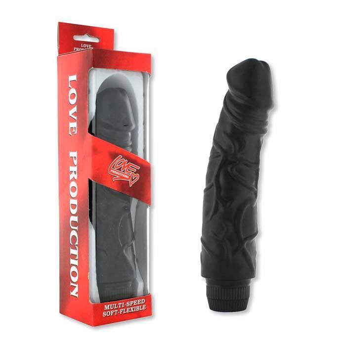 Perfect Pleasure Vibrating Dildo 22 cm (Black) - Durio.sg.sg