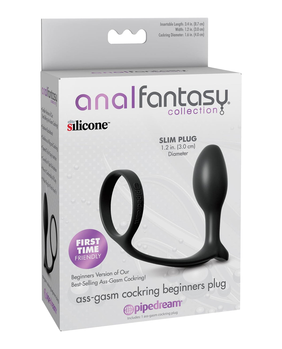 Pipedream - Anal Fantasy Ass-Gasm Beginners Silicone Cock Ring &amp; Anal Plug (Black) PD2051 Durio.sg