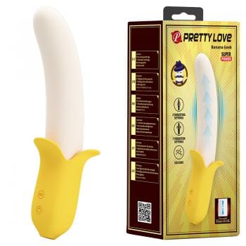 Pretty Love - Banana Geek Vibrating Thrusting Dildo Vibrator (Yellow) PL1148 Durio.sg