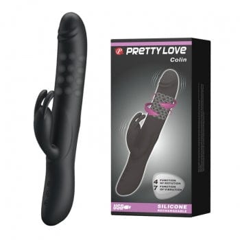 Pretty Love - Colin Vibrating Rotating Rabbit Vibrator (Black) PL1128 Durio.sg