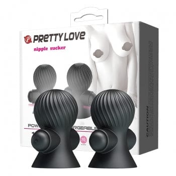 Pretty Love - Rechargeable Vibrating Nipple Sucker (Black) PL1126 Durio.sg