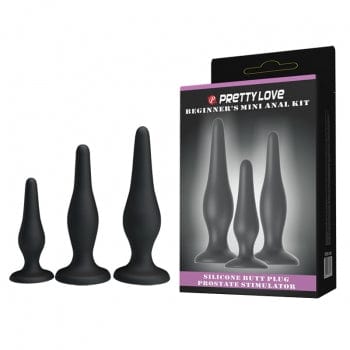 Pretty Love - Silicone Butt Plug Set (Black) PL1132 Durio.sg