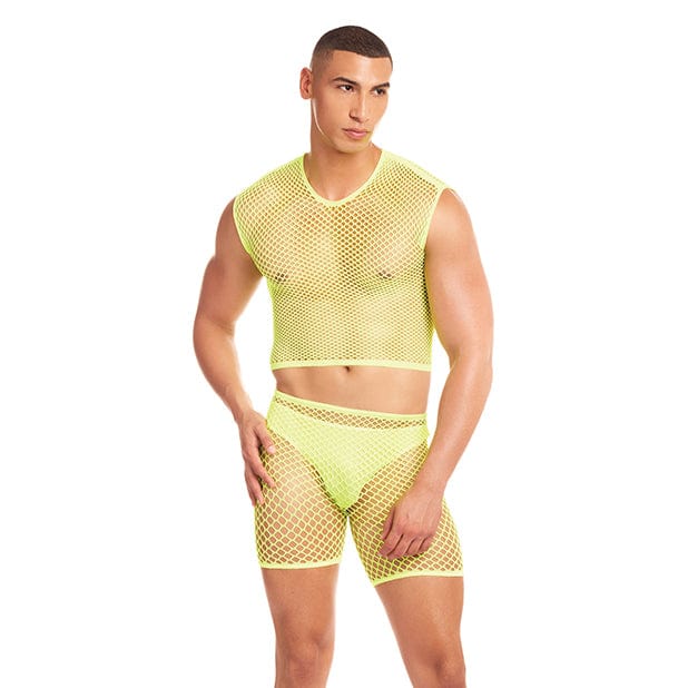 Rene Rofe - Rainbow Party Net-Bula Large Mesh Long Brief 3 pc Set Men Lingerie Durio.sg