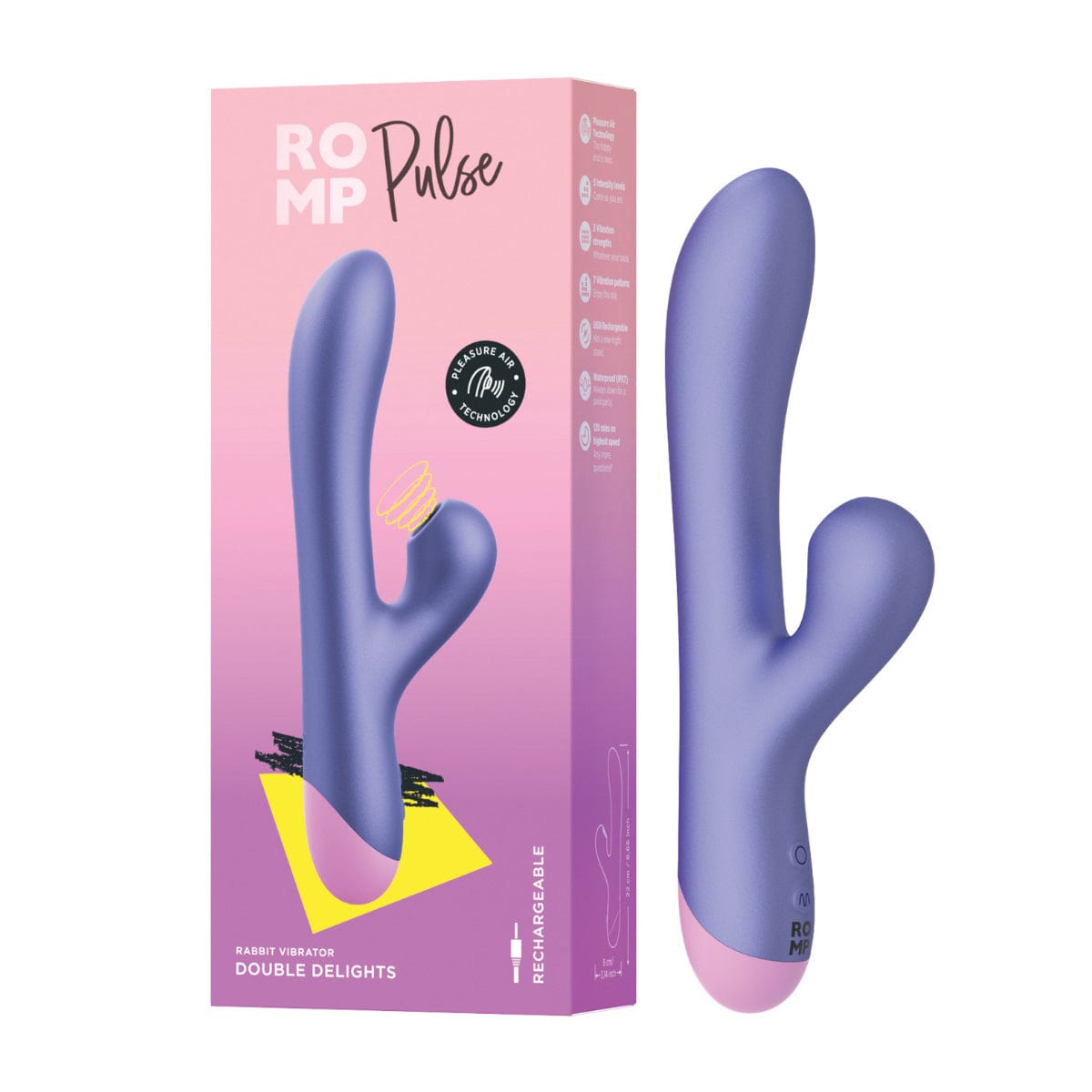 Romp - Pulse Suction Clitoral Air Stimulator Rabbit Vibrator (Purple) RM1029 Durio.sg
