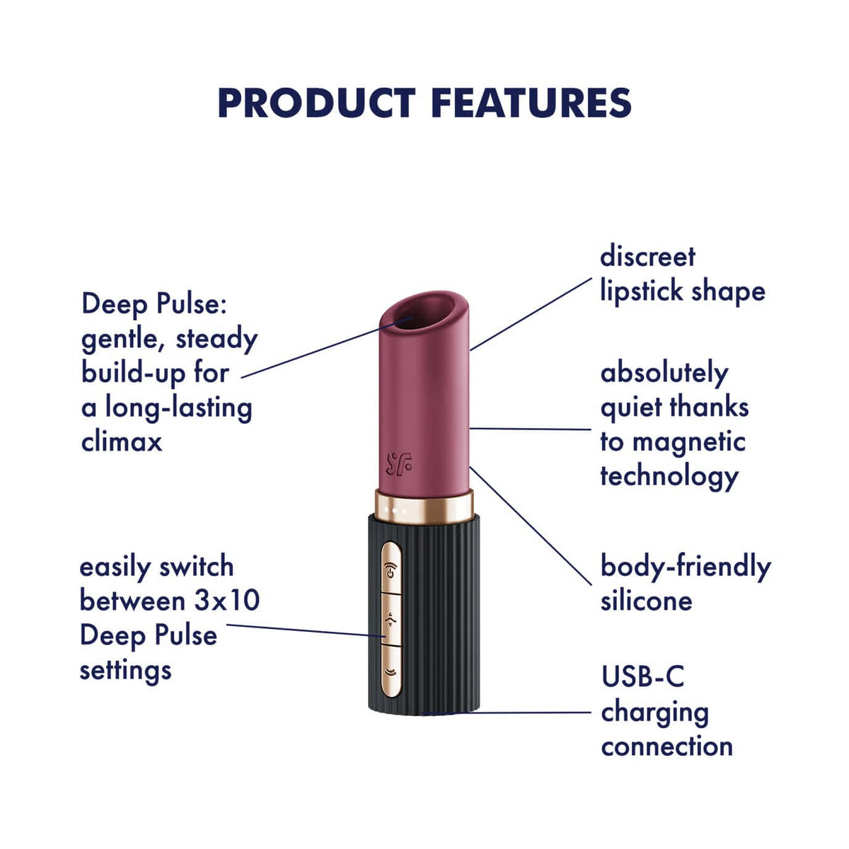 Satisfyer - Deep Kiss Clitoral Air Stimulator Vibrator (Berry) STF1307 Durio.sg
