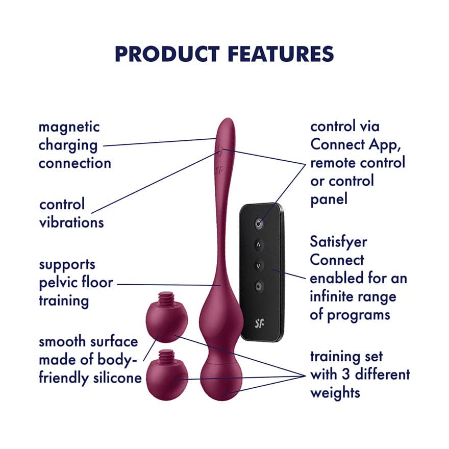 Satisfyer - Love Birds Vary App-Controlled Pelvic Training Kegel Balls (Berry) STF1306 Durio.sg