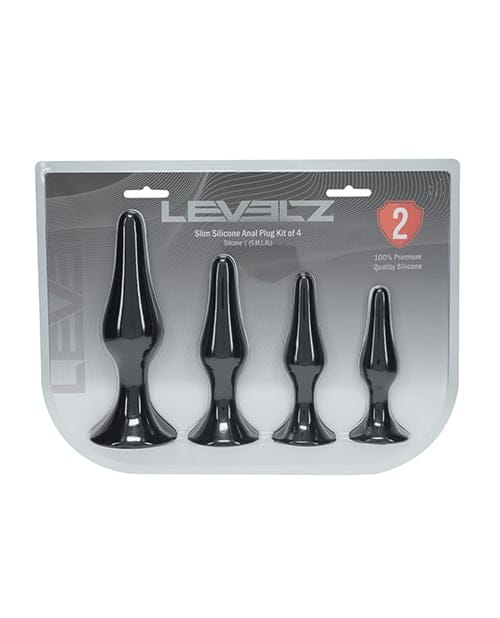 Shots - Levelz Slim Silicone Anal Plug Set of 4 (Black) ST1084 Durio.sg
