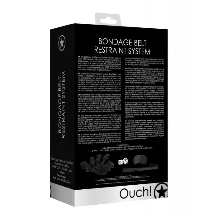 Shots - Ouch Bondage Belt and Bed Restraint System (Black) ST1089 Durio.sg
