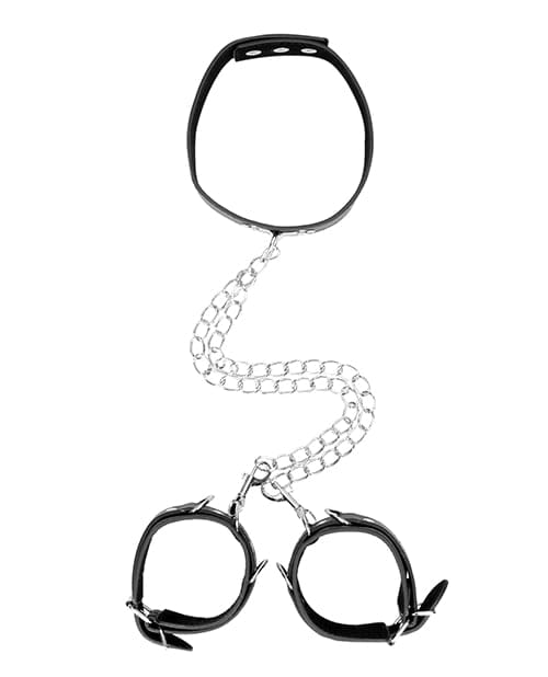 Shots - Ouch Bonded Leather Collar with Hand Cuffs (Black) ST1086 Durio.sg