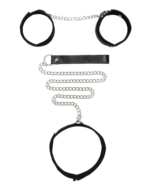 Shots - Ouch Hook-and-Loop Collar, Leash and Hand Cuff Set (Black) ST1088 Durio.sg