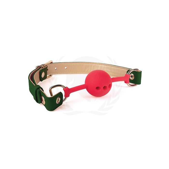 Spartacus - 4.6 cm Silicone Ball Gag with PU Straps (Green) STC1008 Durio.sg