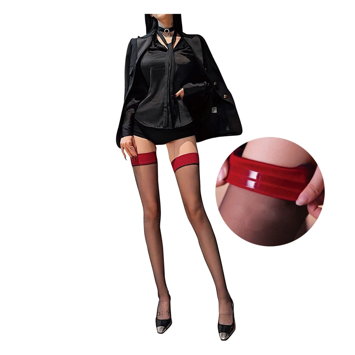 Stylish Avenue - Simple Garter Stockings with Silicone Stoppers Durio.sg