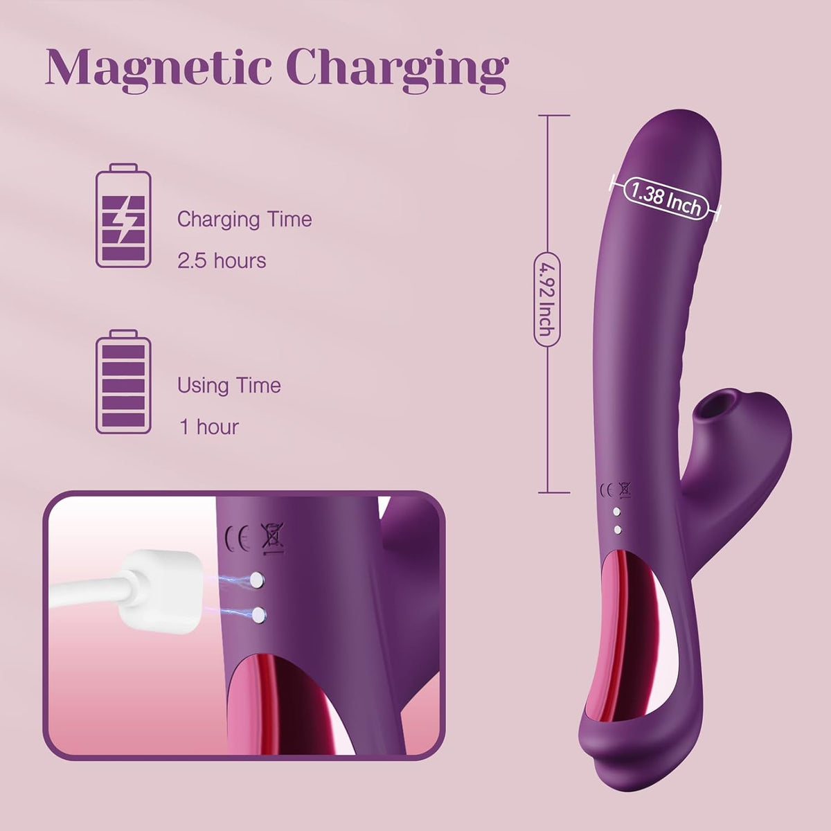 Tracy's Dog - BetaCome-Hither Rabbit Sucking Vibrator Clitoral Air Stimulator (Purple) TRD1030 Durio.sg