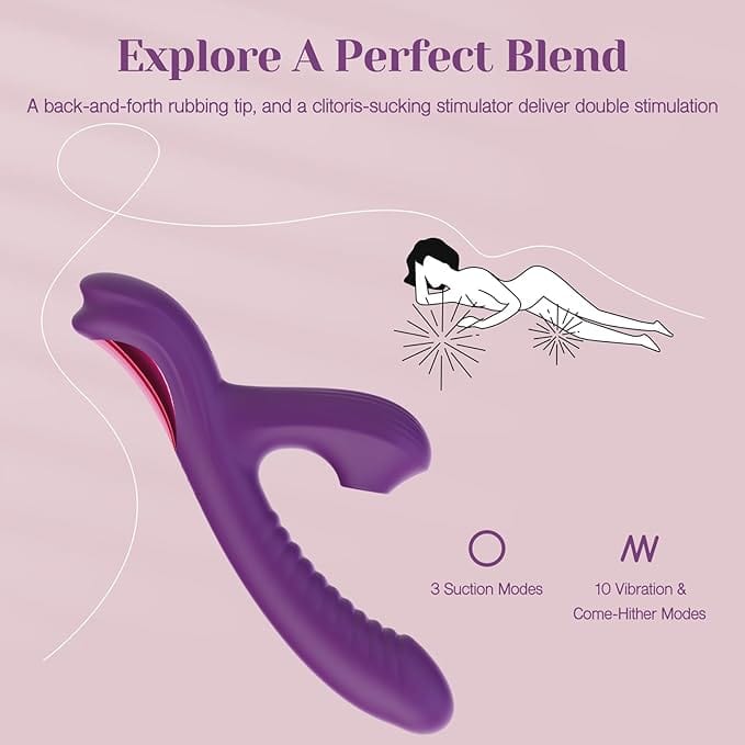 Tracy's Dog - BetaCome-Hither Rabbit Sucking Vibrator Clitoral Air Stimulator (Purple) TRD1030 Durio.sg