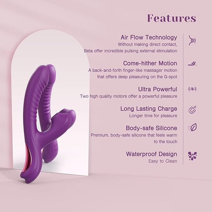 Tracy's Dog - BetaCome-Hither Rabbit Sucking Vibrator Clitoral Air Stimulator (Purple) TRD1030 Durio.sg