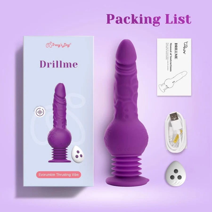 Tracy's Dog - Drillme App-Controlled Thrusting Realistic Dildo Vibrator (Purple) TRD1040 Durio.sg