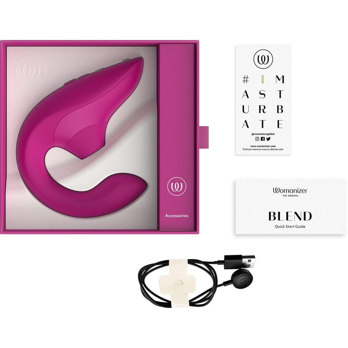Womanizer - Blend The Original Clitoral Clit Stimulator with G Spot Dildo CherryAffairs