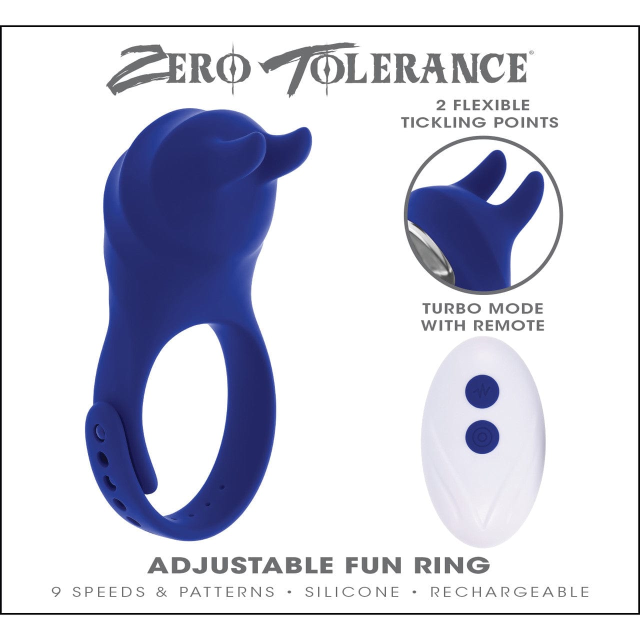 Zero Tolerance - Adjustable Fun Ring Remote Control Cock Ring (Blue) ZR1087 Durio.sg