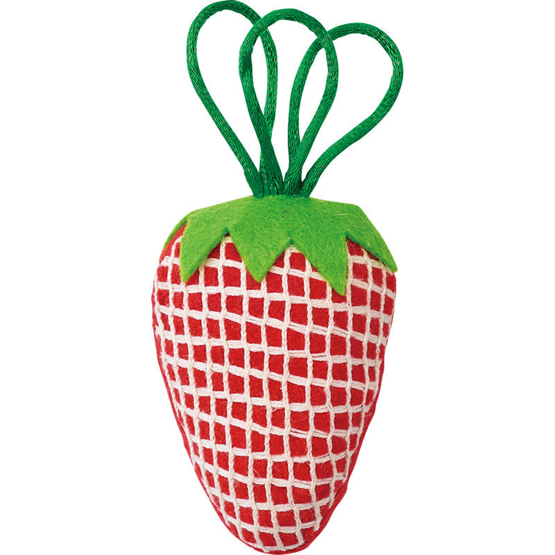 Marukan - ของเล่นแมวผ้าฝ้ายตาข่ายผลไม้ Nyanta Club พร้อมเอฟเฟกต์ทันตกรรม