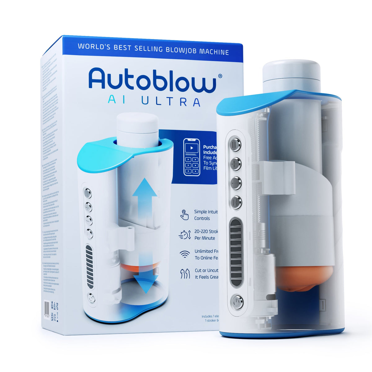 Autoblow - เครื่องช่วยตัวเองแบบแฮนด์ฟรี AI Ultra Machine (สีขาว)