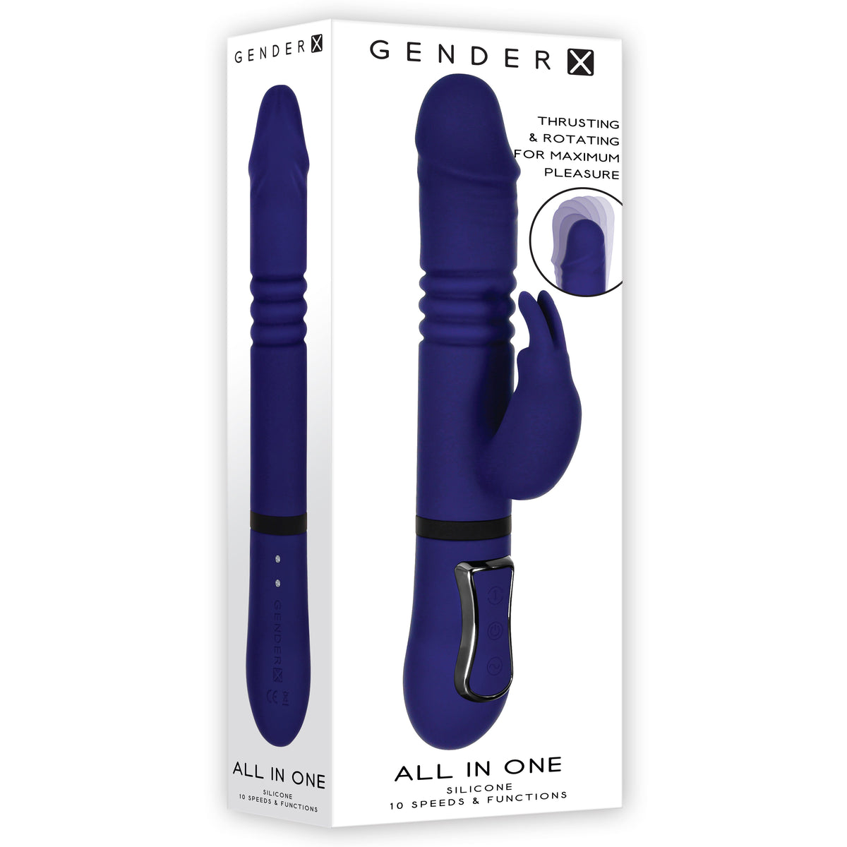 Evolved - Gender X All In One Thrusting Rotating Rabbit Vibrator (Blue)