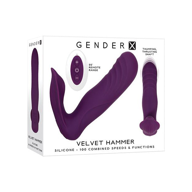 Evolved - เพศ X Velvet Hammer Remote Thursting Thumping Strapless Strap On (สีม่วง)