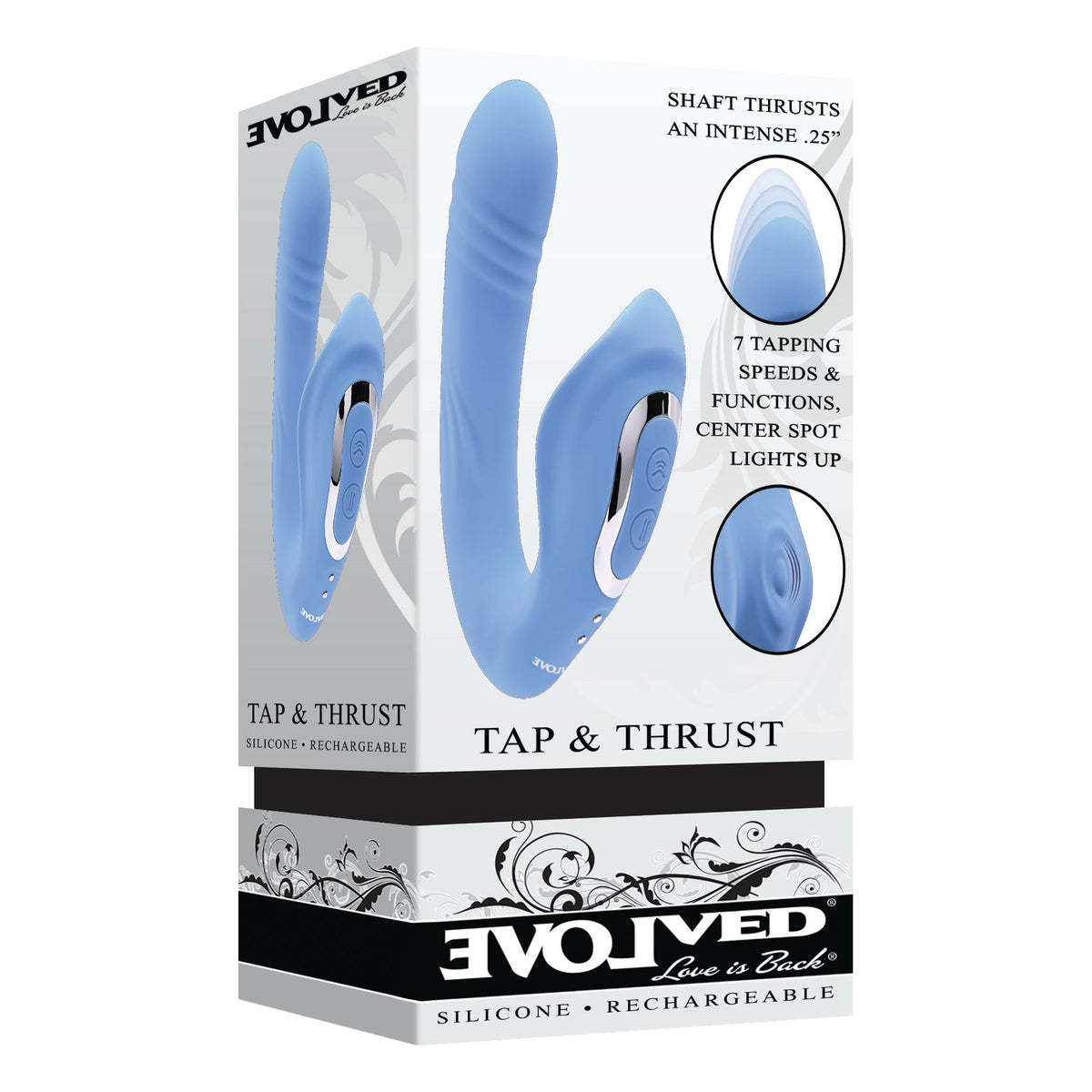 Evolved - Tap and Thrust Curved Vibrator (Blue)