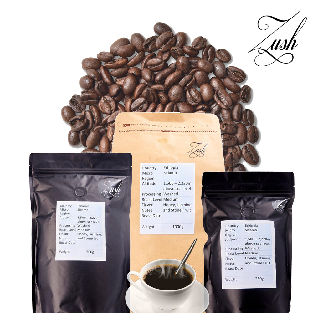 ZUSH Coffee - เมล็ดกาแฟชนิดพิเศษ อาราบิก้า 100% คั่วเป็นกลุ่ม เอธิโอเปีย ซิดาโม