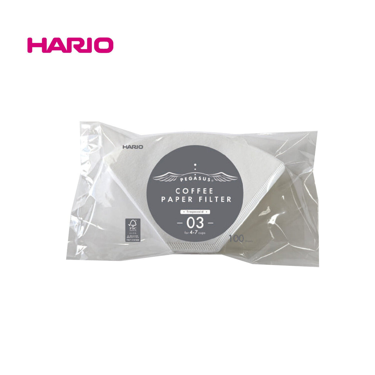 Hario กระดาษกรองกาแฟ Trapezoid Pegasus 03 100 ชิ้น (สีขาว)