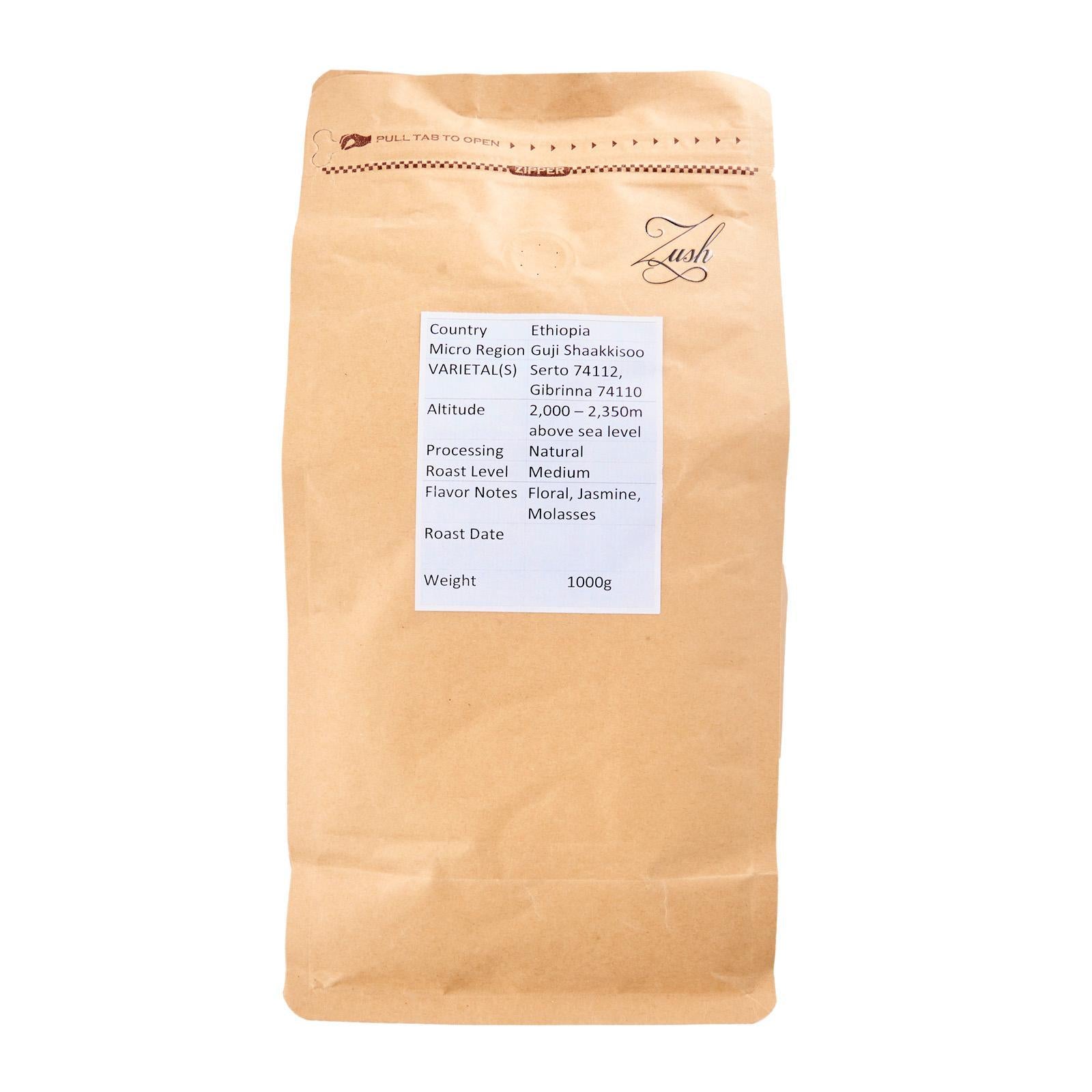 ZUSH Coffee - เมล็ดกาแฟชนิดพิเศษ อาราบิก้า 100% คั่วเป็นกลุ่ม เอธิโอเปีย กูจิ ชาคคิซู
