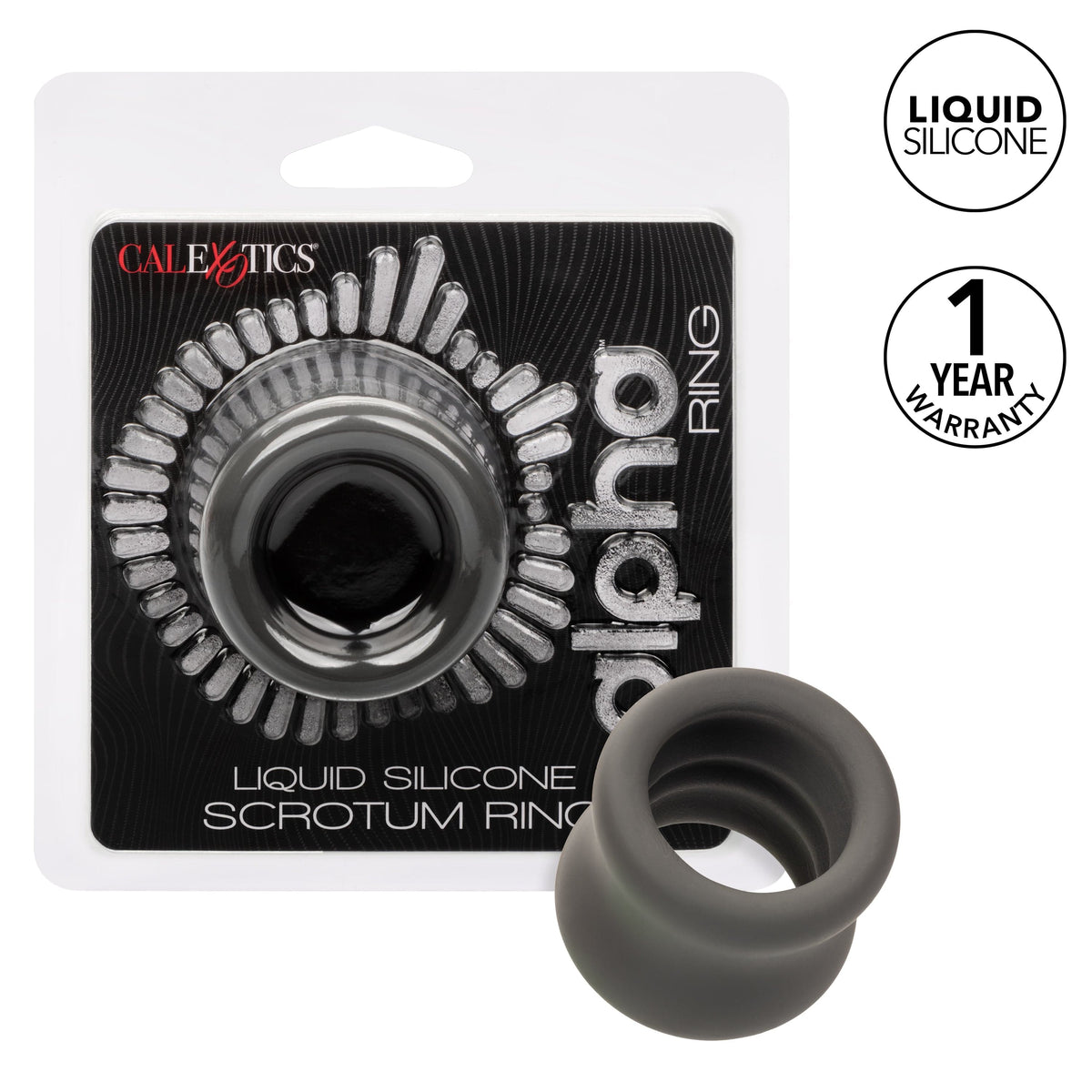 California Exotics - Alpha Liquid Silicone Scrotum Cock Ring (Gray) CE2005 Durio.sg