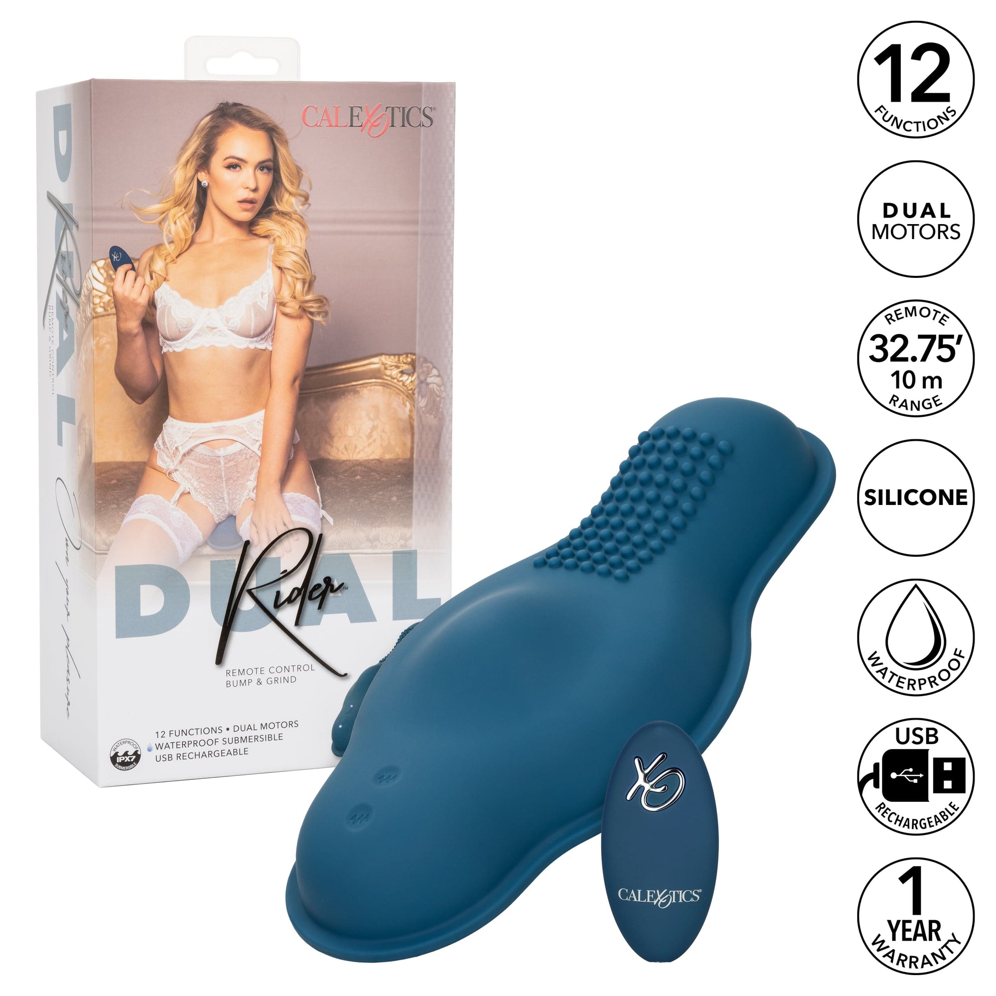 California Exotics - Dual Rider Remote Control Bump & Grind Clit Massager (Blue) CE2014 CherryAffairs