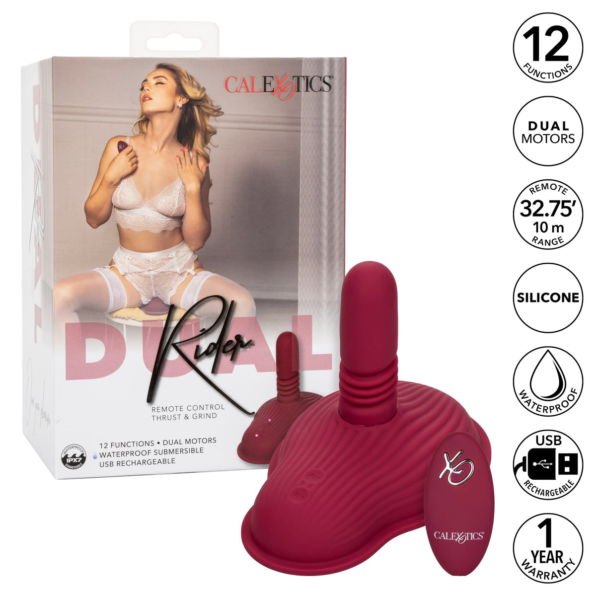 California Exotics - Dual Rider Remote Control Thrust & Grind Massager (Red) CE2015 Durio.sg