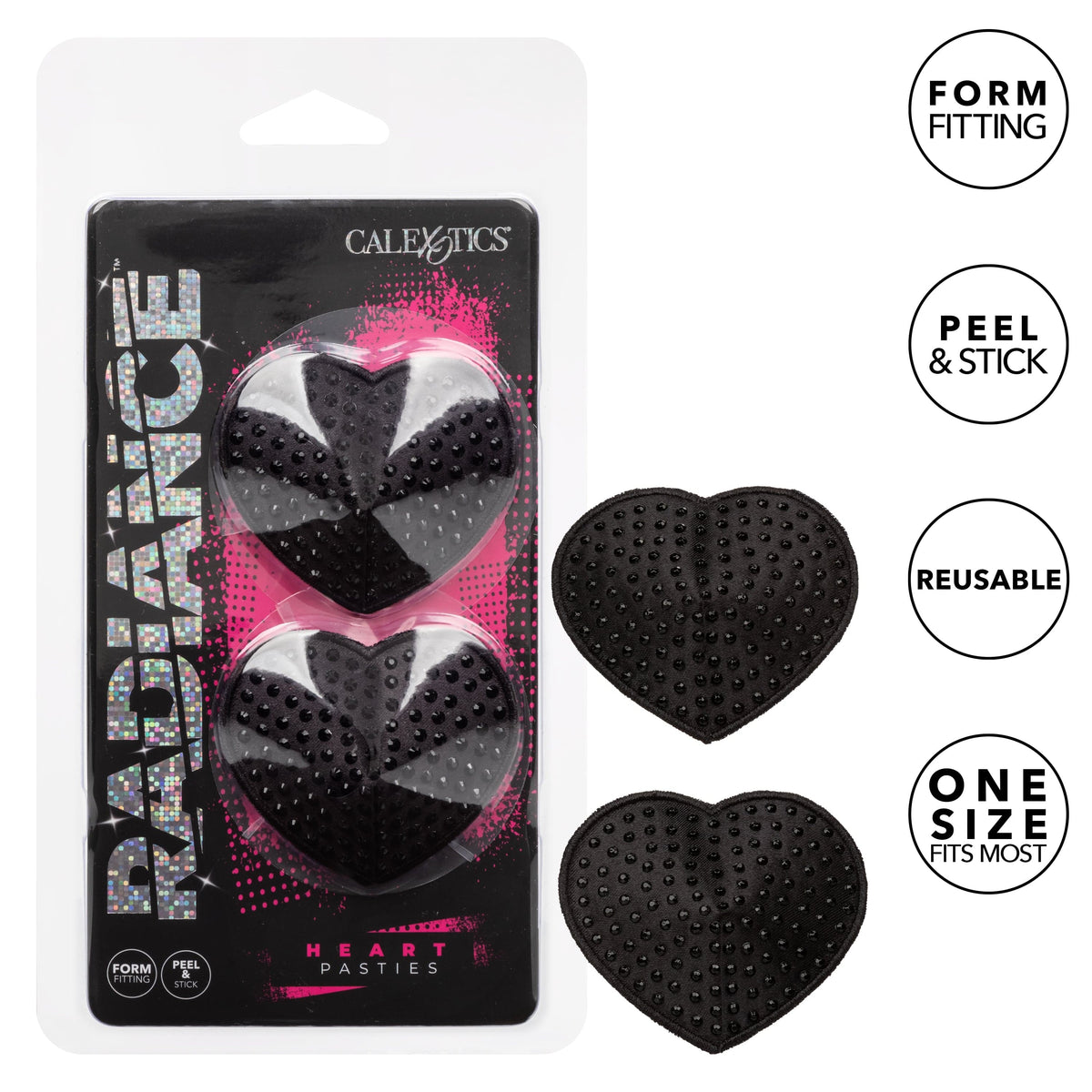 California Exotics - Radiance Heart Pasties Nipple Covers (Black) CE2016 Durio.sg
