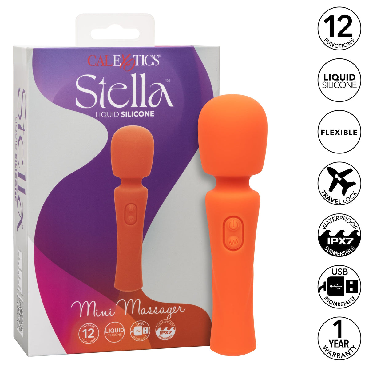 California Exotics - Stella Liquid Silicone Mini Wand Massager (Orange) CE2018 Durio.sg