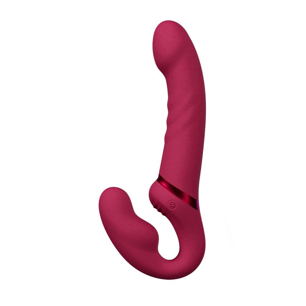 Lovense - Lapis App-Controlled Dual Ended Vibrating Strapless Strap On (Red) LOS1048 Durio.sg