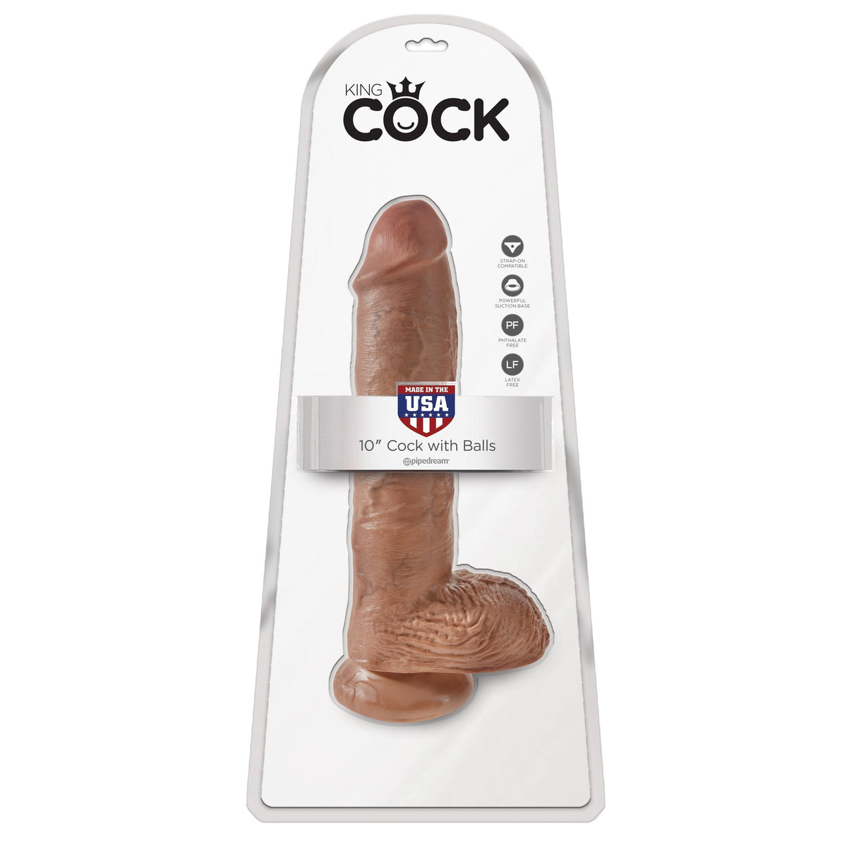 Pipedream - King Cock 10&quot; Cock with Balls (Brown) -  Realistic Dildo with suction cup (Non Vibration)  Durio.sg