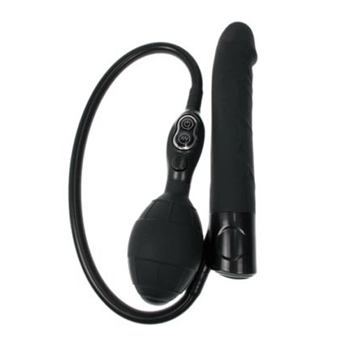 Seven Creations - Inflatable Vibrator (Black) -  Realistic Dildo w/o suction cup (Vibration) Non Rechargeable  Durio.sg