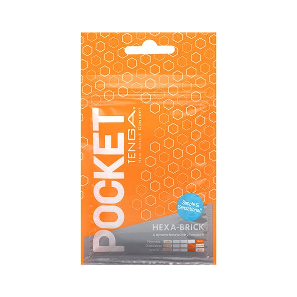 Tenga - Hex A Brick Pocket Soft Stroker Masturbator (Orange) -  Masturbator Soft Stroker (Non Vibration)  Durio.sg